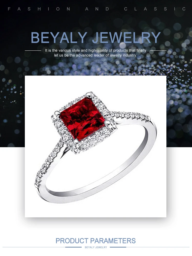 Charming square red gemstone silver agate druzy ring