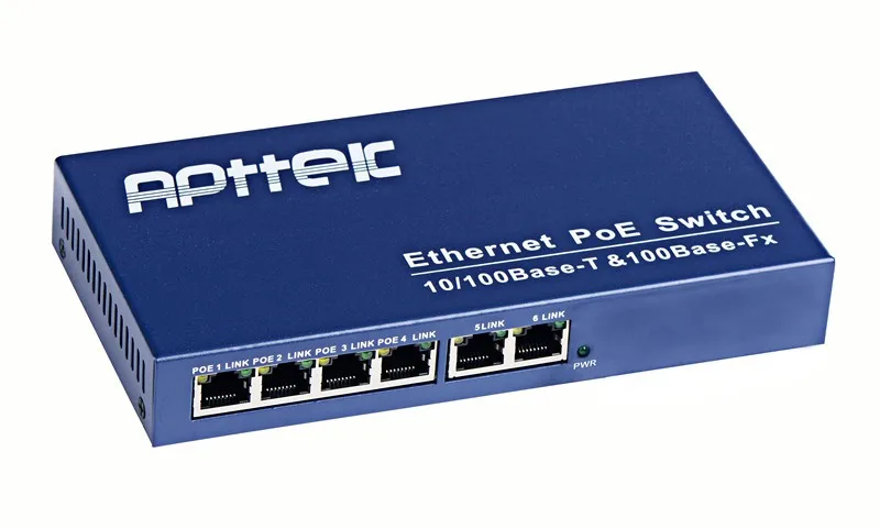 OEM Six ports10M 100M RJ 45  poe fiber optic network switch with mavell chipset