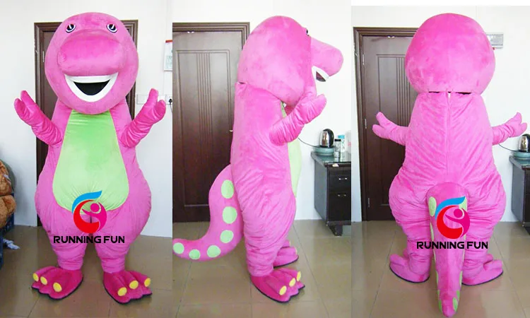 Fantasia de mascote BIGGYMONKEY™ de dinossauro roxo famoso dos desenhos  animados do Barney