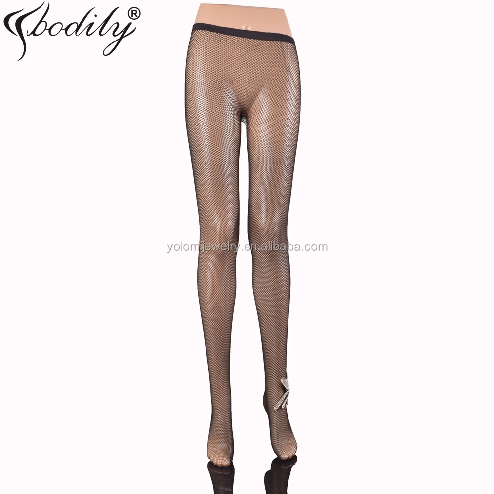 High Quality Black Breathable Stockings Rhinestone Design Sexy