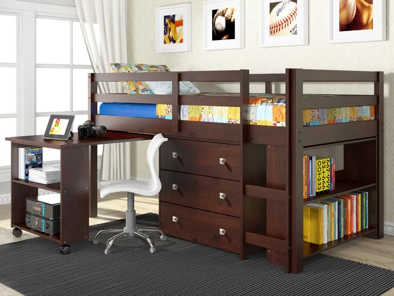 Good Quntity Wault Color Wooden Loft Bed With Shelf Buy Loft