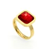 Fine Jewelry Stainless Steel Ring Colorful Red Blue Purple Ruby Stone Crystal Ring Woman Jewelry Luxury Square Finger Ring