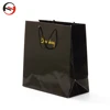 Personalized Elegant Fashionable Plain Glossy Black Coated Art Paper Shopping Bag