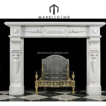 A Large Jacobean Style Bianco Pi Marble Antique Fireplace Surround