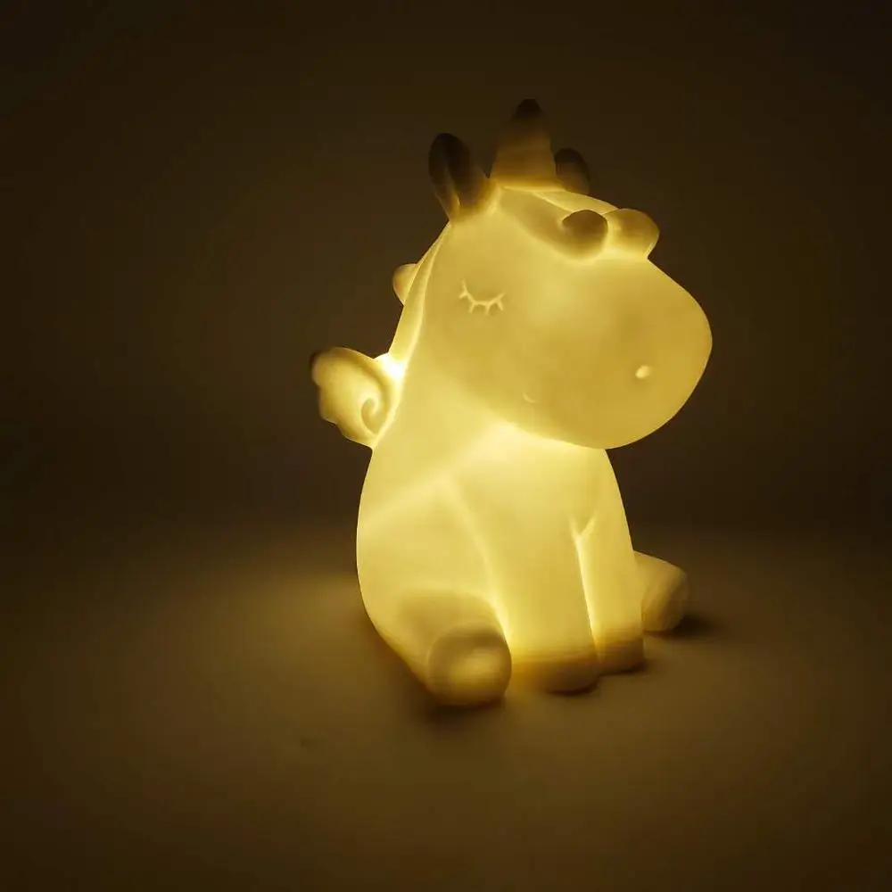Cute Unicorn shape Ceramic table lamp / LED night light for kids and home decoration