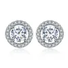 Hainon lady ruby stud earrings Stylish high-end refined white gold shiny zircon earrings for wedding engagement jewelry