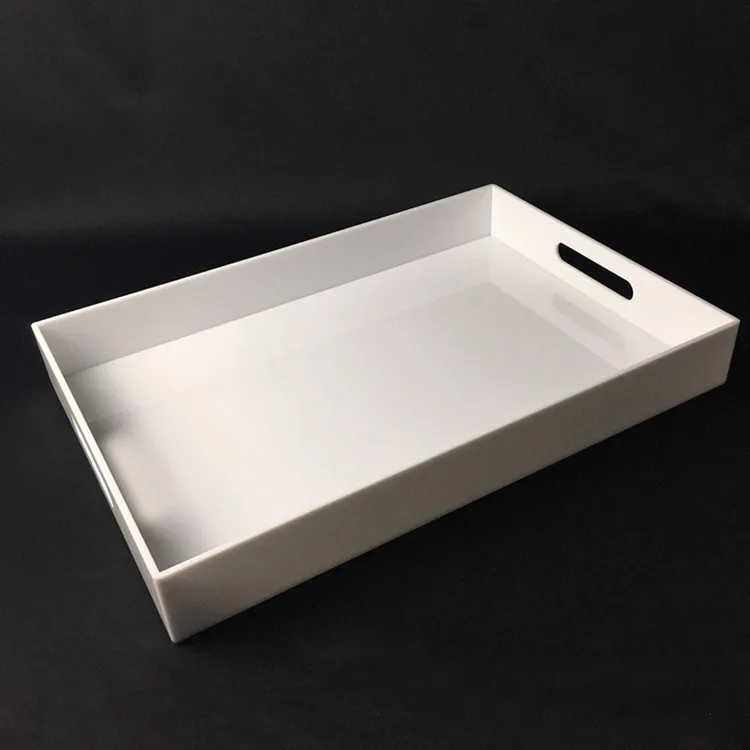 Hotel Furniture Customized Acrylic Serving Tray Eco Friendly White