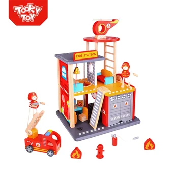 wooden fire station toy