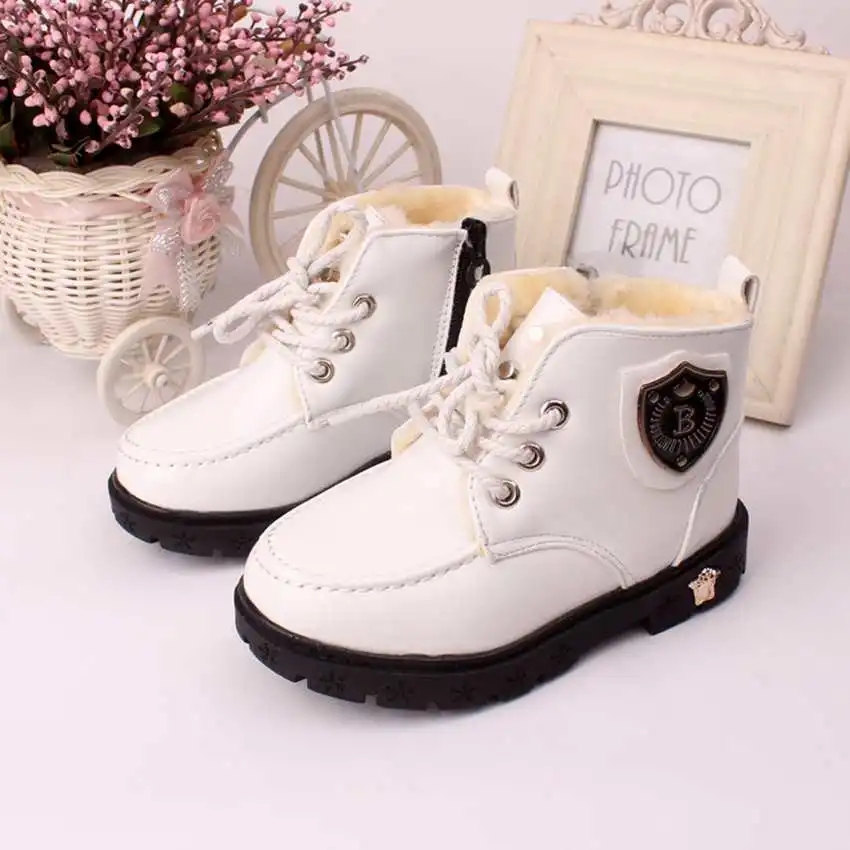 2016 Winter Kids Children Shoes Boys Girls Snow Boots Ankle Boots PU Leather kids Martin warm