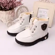 2016 Winter Kids Children Shoes Boys Girls Snow Boots Ankle Boots PU Leather kids Martin warm