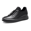 black color Lace up custom calfskin leather men sport casual height increasing shoes men elevator footwear