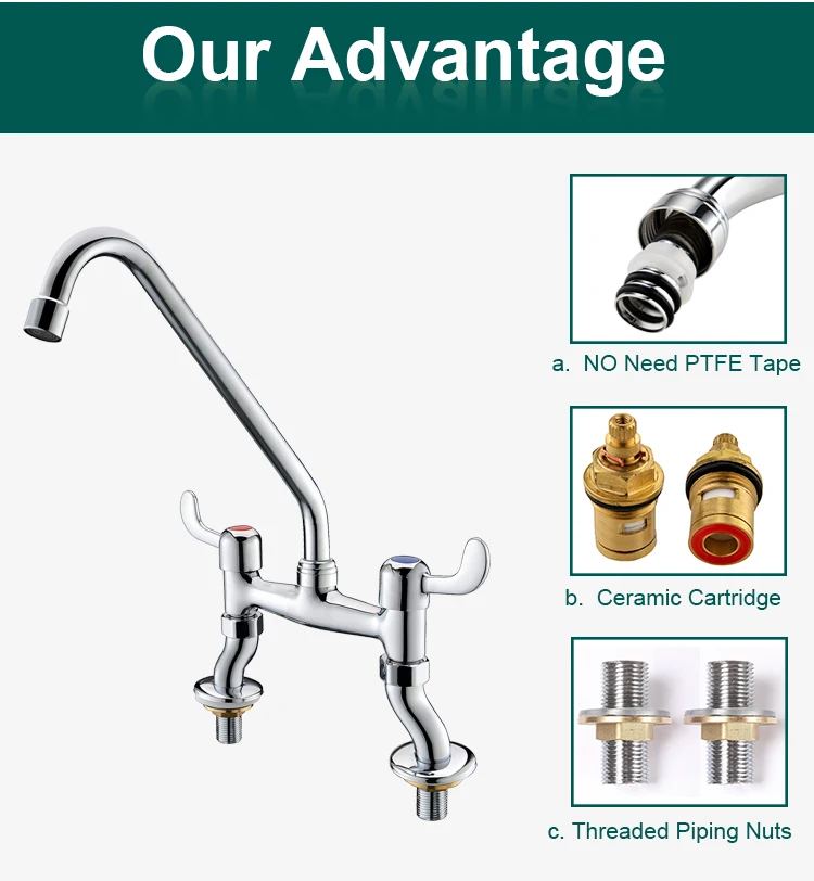 Best Commercial Dual Handle Deck Mount Kitchen Sink Mixer Taps