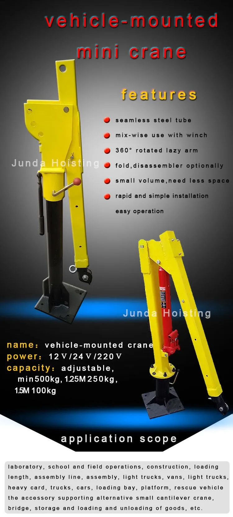 Porpular used 0.5ton 1 ton trailer mounted crane truck crane for sale 