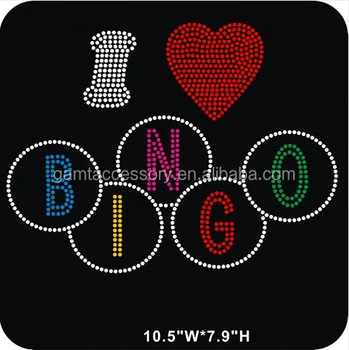 I Love Bingo Rhinestone Heat Transfer Motifs For T Shirts - Buy Gingo ...