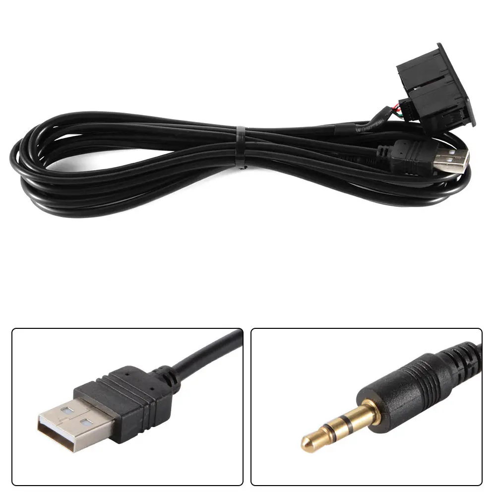For BMW Car Dash Flush Mount 3.5mm AUX & USB MALE 3 RCA Extension Cable Socket 