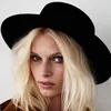New Fashion Wool Pork Pie Boater Flat Top Hat For Women's Men's Felt Wide Brim Fedora Gambler Hat