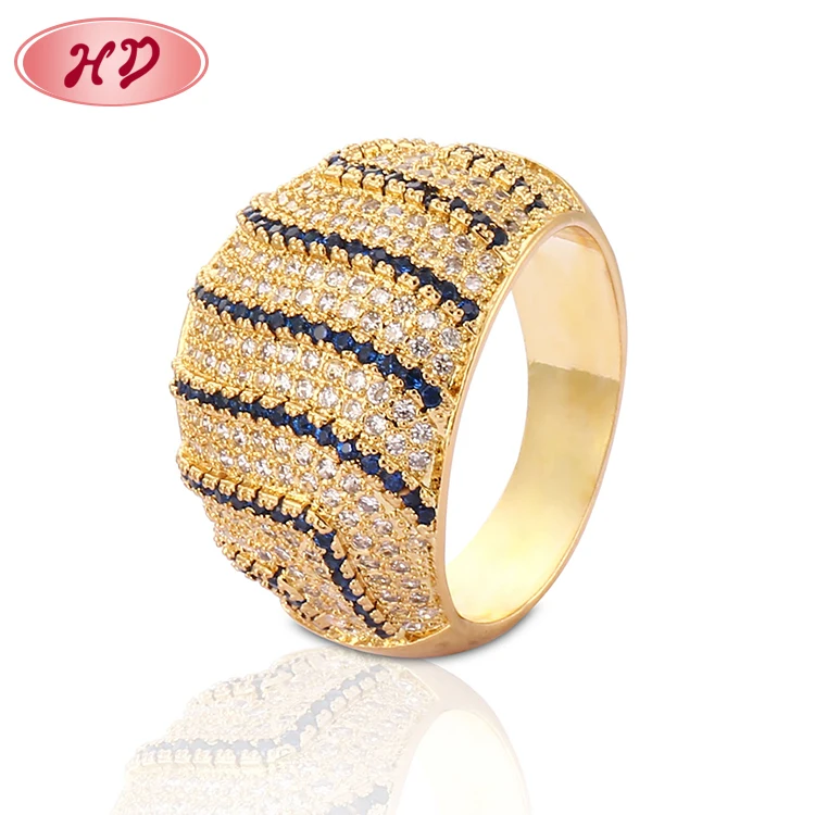 2018 Wholesales Newest Designs Ladies' Zircon Alloy Gold Full Finger Ring