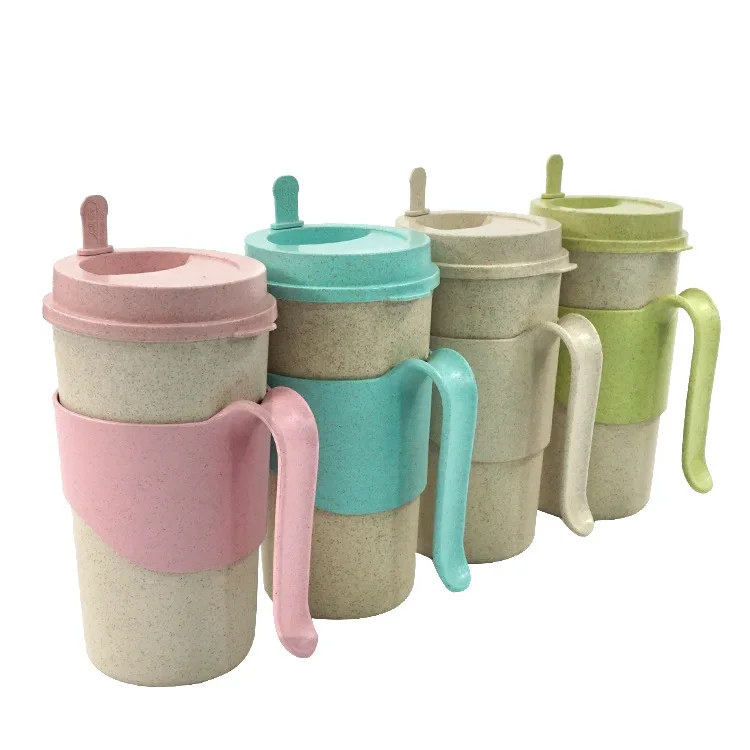 New Wheat Straw Cup Travel Coffee Tea Milk Cup Leakproof With Coffee