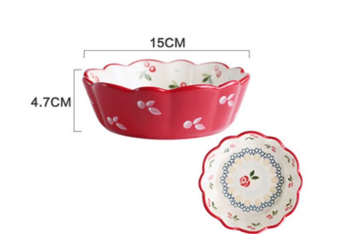 Popular Cherry under glazed porcelain dinner soup bowl dinner set ceramic bowl with flower design dinnerware supplier