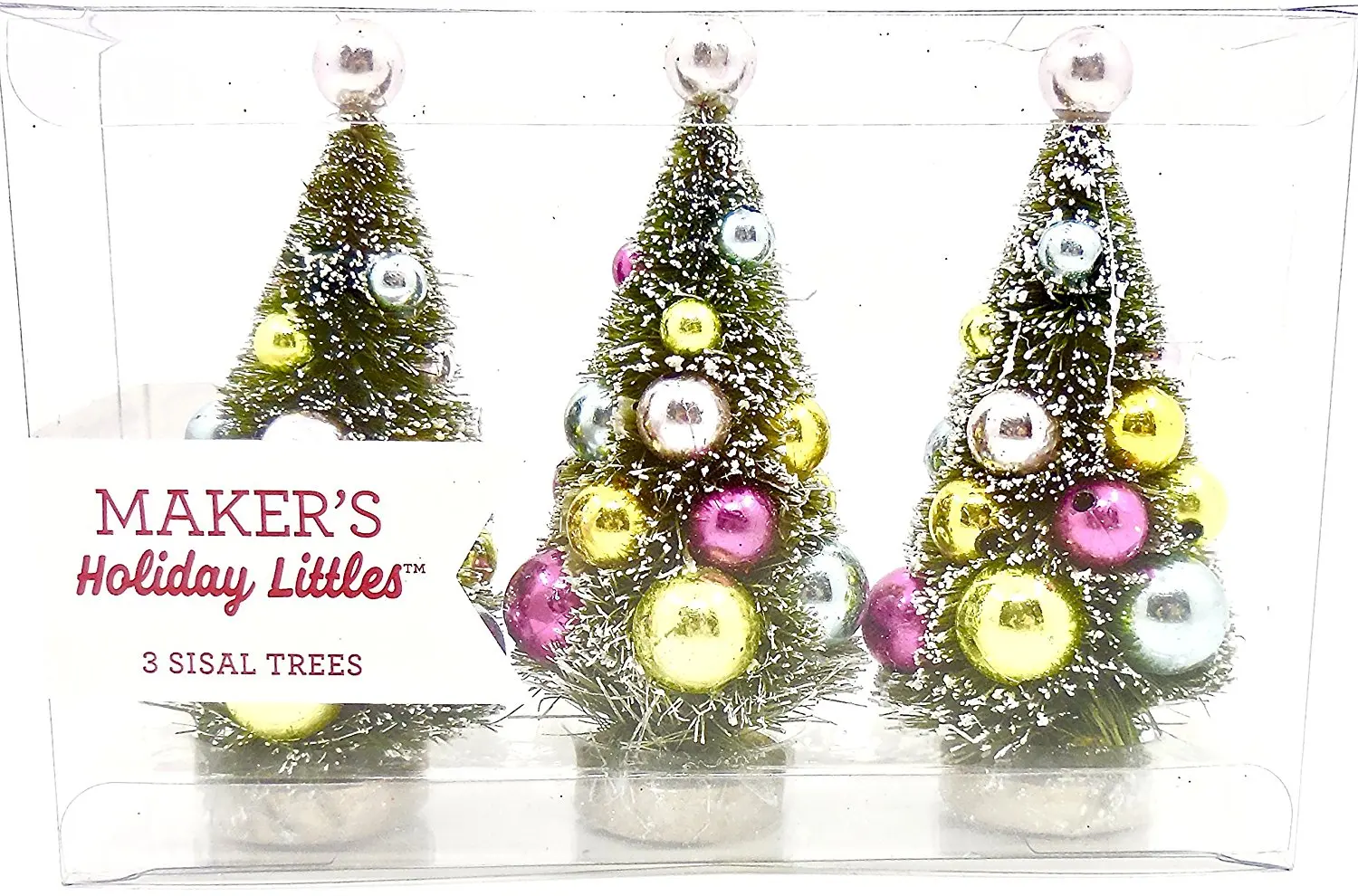 Maker's Holiday Littles Jo-ann's Miniature Christmas Trees,Bulb Decorated,3 Sisal Trees to 1 package