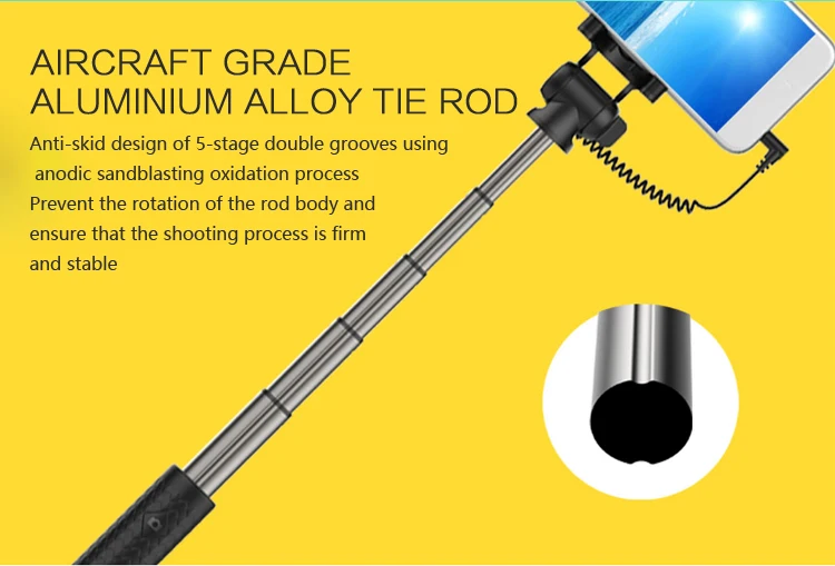 The Cheapest Selfie Stick Monopod without Bluetooth for Apple Wired Control Cable Selfie Stick as promotion gift