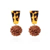 New Coming Acetic Acid Hair Ball Hoop Earrings Acrylic Geometric Resin Rectangle Earrings For Women