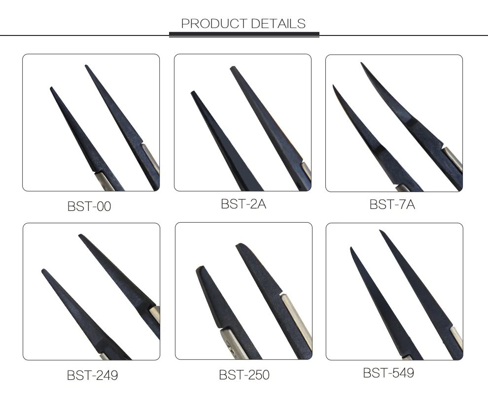 Rubber tipped tweezers replaceable tip esd tweezers