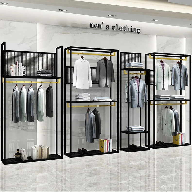 Fashionable Simple Garment Shops Stands Clothes Rack Black Metal Retail ...