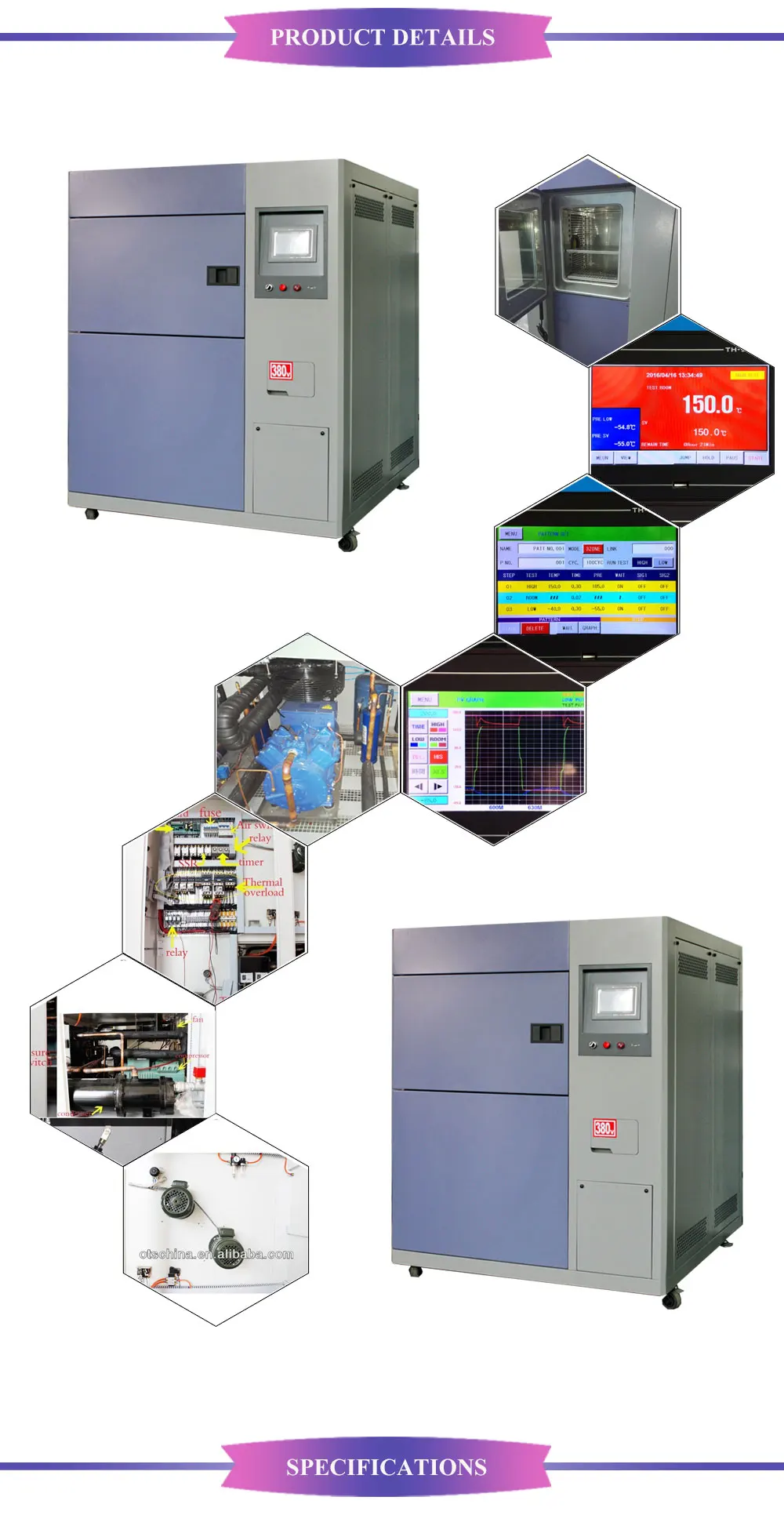 Thermal Impact Test Equipment Thermal Damp Test Machine Heating Temperature Controlled Thermal Shock Vacuum Test Chamber