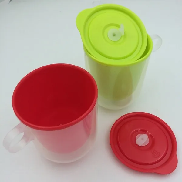 Hot Sale Colorful Plastic Double Wall Heat Resistant Microwave Cup For