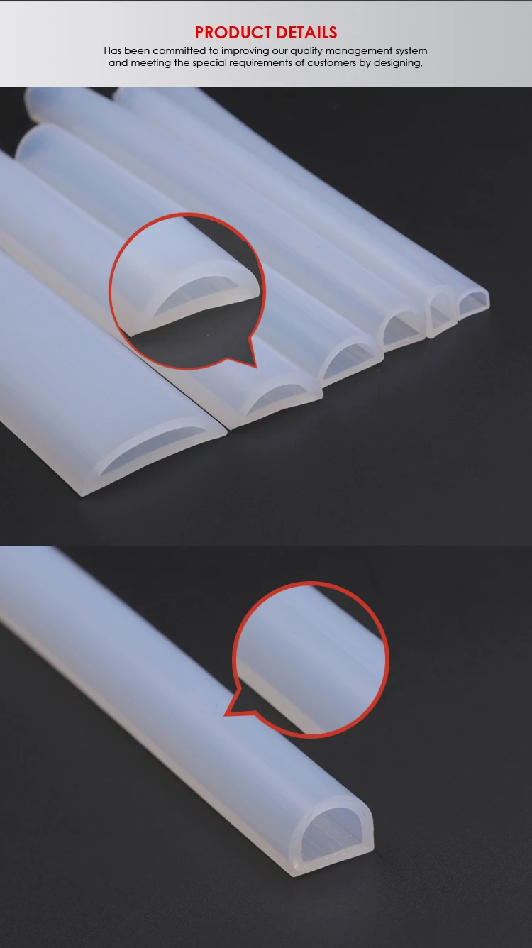 High Temperature Flexible D Shape Mouldingextruded Silicone Rubber Edge