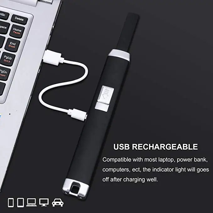Electric Arc Fire Lighter Windproof Flameless Lighter USB Rechargeable Long Neck Lighter Storage Box