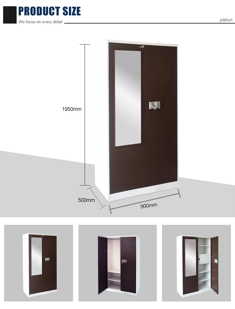 fast supplier high quality bedroom furniture 2 door steel wardrobe design
