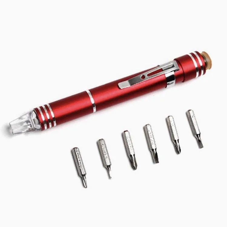 Custom Logo 6 In 1 Multi Function Screwdriver With Bits In Handle Led