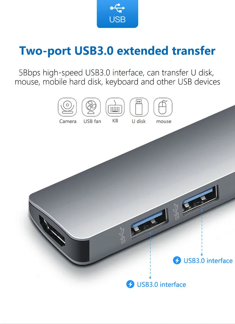 4 in 1 USB 3.0 type C to HDMI Multi-function USB Hub Adapter for Macbook Pro