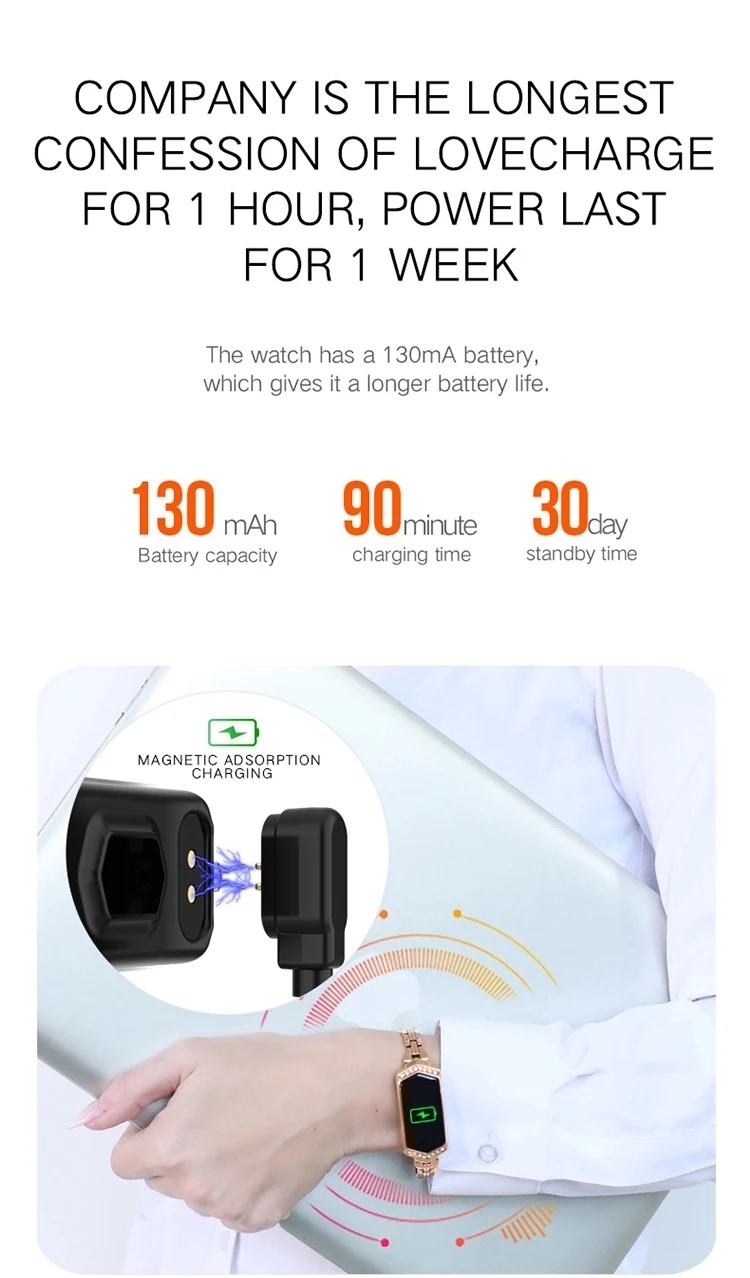 2019 women watch band heart rate monitor deep waterproof ip67 sport ladies smart bracelet B78