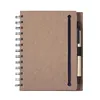 Hot selling logo printed cheap eco recycled cardboard notebook with pen for office promotion