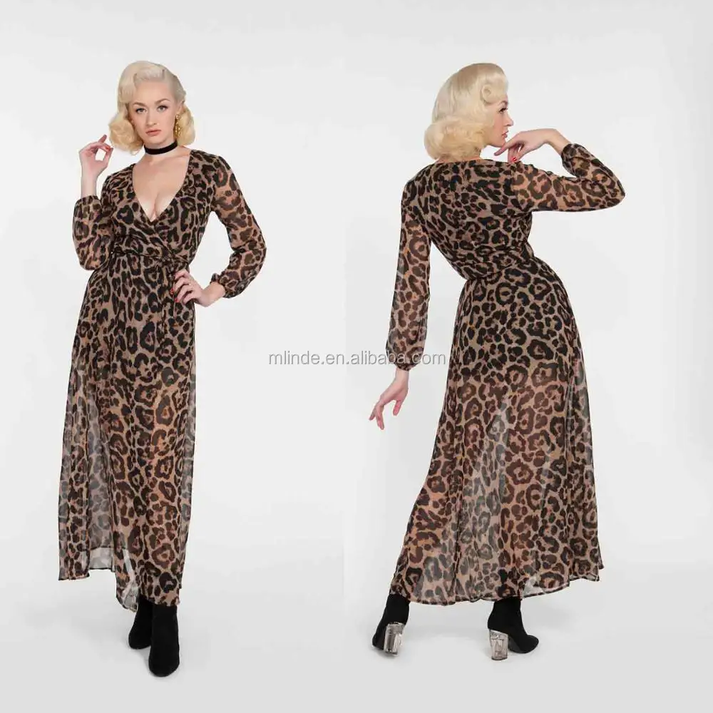leopard print maxi dress long sleeve