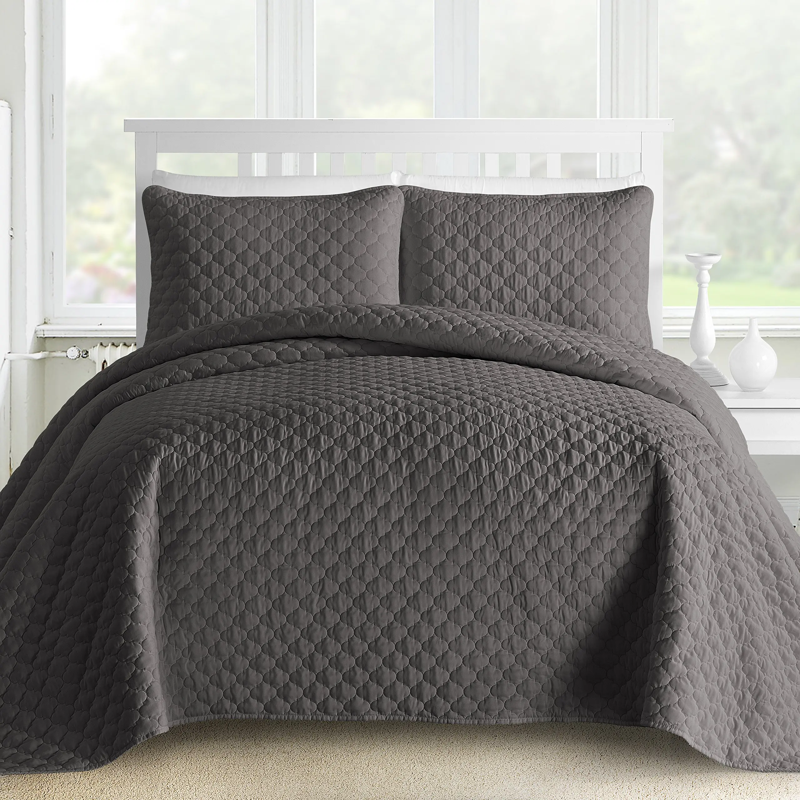 Cal King Bedspread Sets Find Deals On Get Quotations Comfy Bedding Oversized And Prewashed Lantern Ogee Quilted 3 Piece Bedspread Coverlet Set King