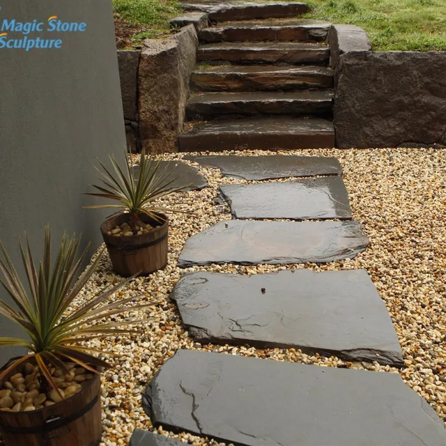 outdoor slate stepping stones for gardening