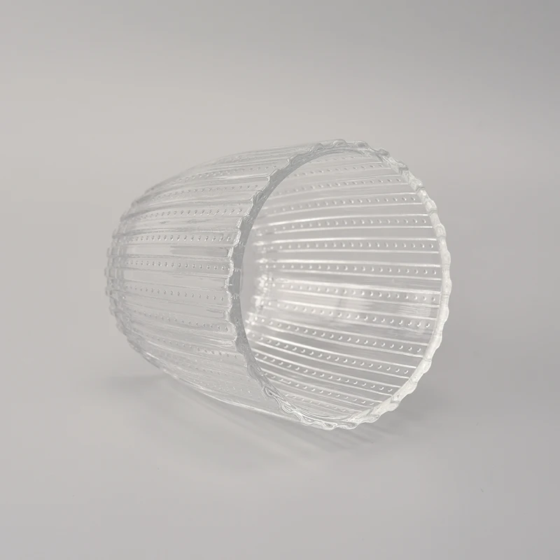 Classic clear glass candle jars lines and dots wholesale for home decoration