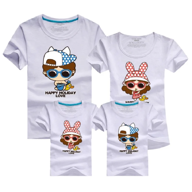 Matching Family Look Clothing Outfits Fashion Cartoon Printed Short sleeve T shirt Apparel For Mother Daughter