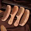 Professional healthy wood comb custom laser carving logo peach wooden hair beard comb bulk wholesale