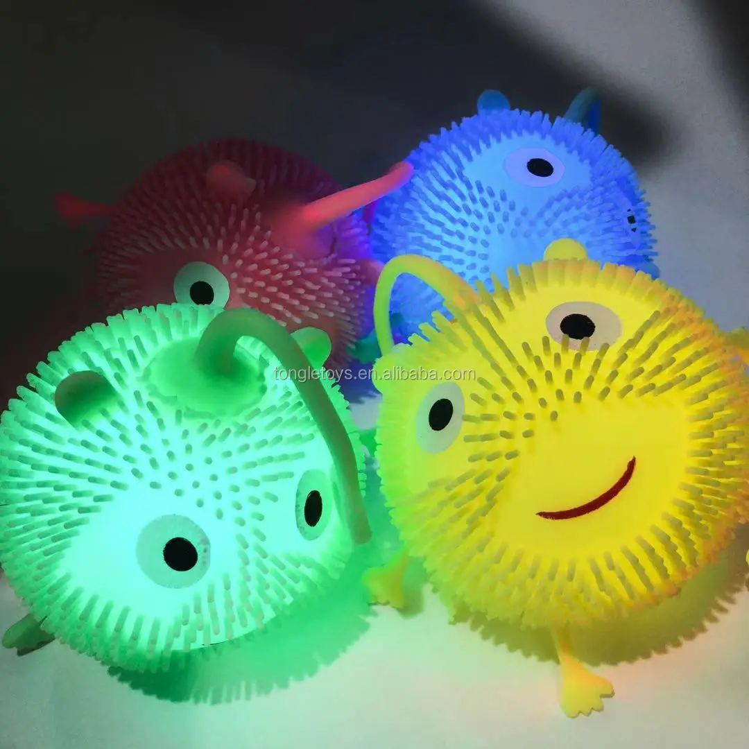 Tpr Flashing Yoyo Cute Clown Smile Face Puffer Ball Tpr Toy Led Light ...