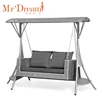 All weather porch garden double seat cast aluminum rattan wicker bamboo outdoor swing sofa