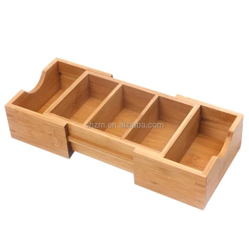 Natural Bamboo Expandable Serving Tray Wooden Desktop Paper Business Natural Bamboo Expandable Serving Tray Wooden Desktop Paper Business Card Holder