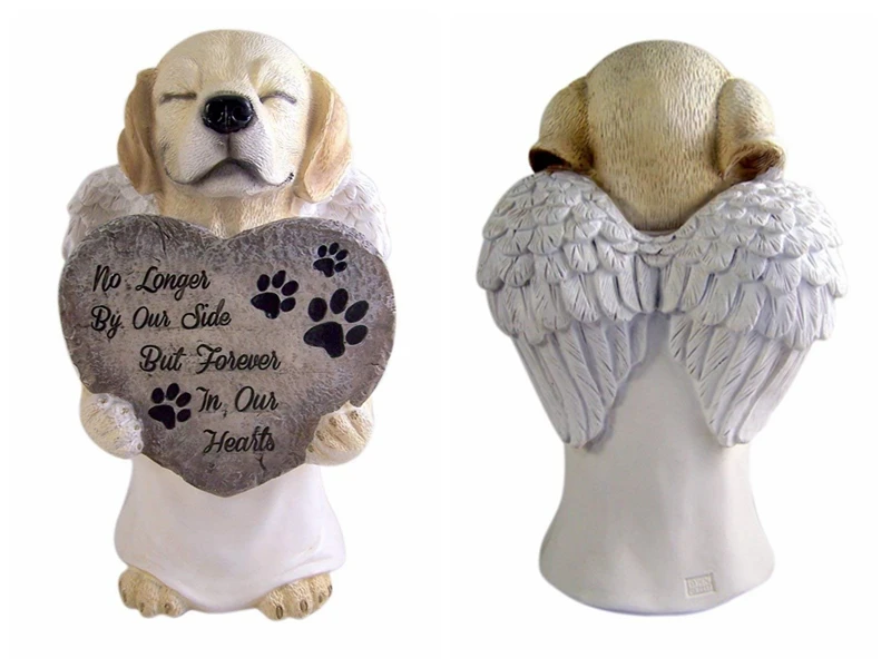 Engel Hund Statue – Schlafender Hund Mit Flügeln Als Gartenfigur & Erinnerungsstück (25,4 Cm, Polyresin)