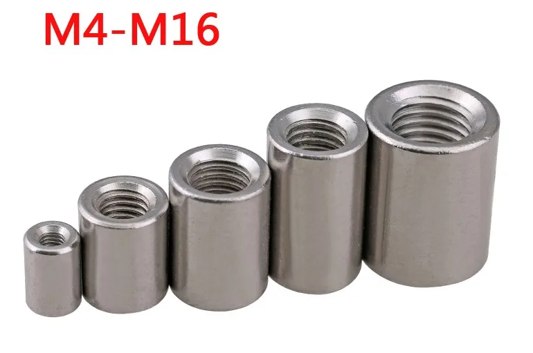 M3~M16 304 stainless steel Round Coupling Nuts Full Thread Round Coupling Nuts 