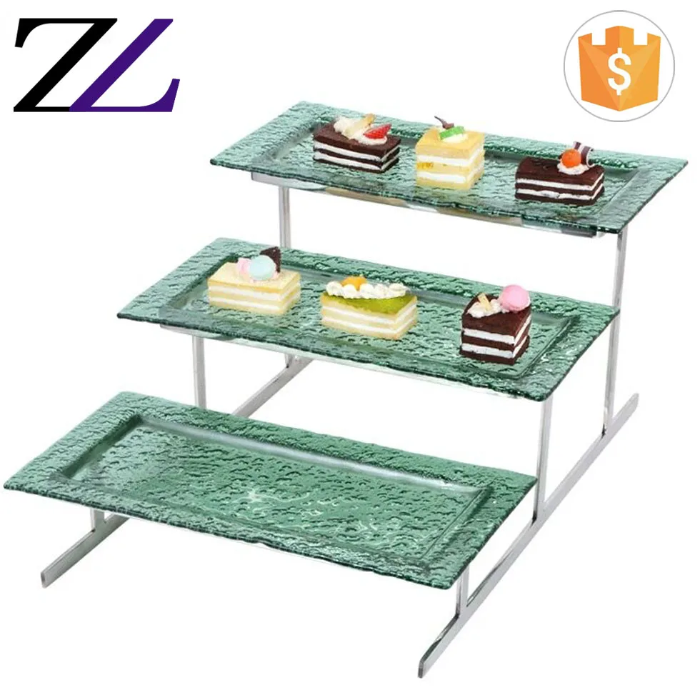 Cafeteria Equipment Modern 2 Tiers Stainless Steel Cake Dessert Display