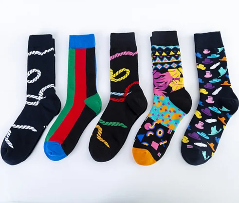Mens Colorful Dress Socks Mens Fashion Casual Colorful Patterned Business Fancy Cotton Mid Tube Socks Pack 